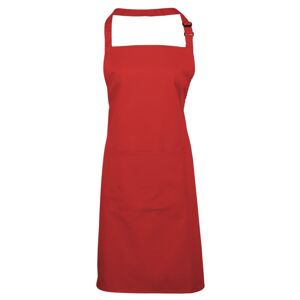 Premier Workwear Kuchyňská zástěra s laclem a kapsou - Červená