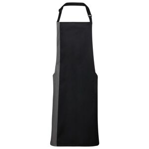 Premier Workwear Dvoubarevná kuchařská zástěra s laclem - Černá / tmavě šedá