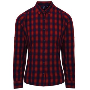 Premier Workwear Dámská bavlněná kostkovaná košile - Červená / tmavě modrá | S