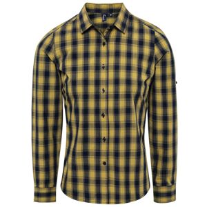 Premier Workwear Dámská bavlněná kostkovaná košile - Camel / tmavě modrá | XL