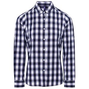 Premier Workwear Dámská bavlněná kostkovaná košile - Bílá / tmavě modrá | XS