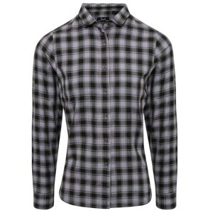 Premier Workwear Dámská bavlněná kostkovaná košile - Ocelově šedá / černá | S
