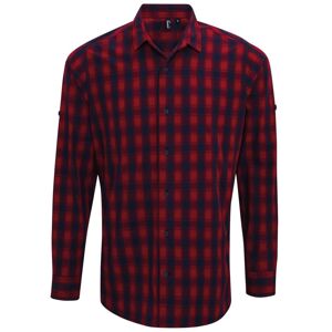 Premier Workwear Pánská bavlněná kostkovaná košile - Červená / tmavě modrá | S