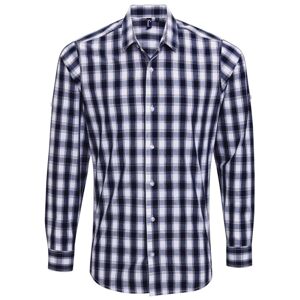Premier Workwear Pánská bavlněná kostkovaná košile - Bílá / tmavě modrá | XXL
