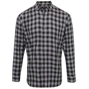 Premier Workwear Pánská bavlněná kostkovaná košile - Ocelově šedá / černá | L
