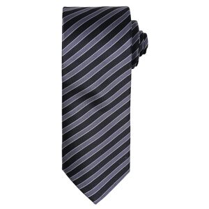 Premier Workwear Kravata s dvojitým proužkem - Černá / tmavě šedá
