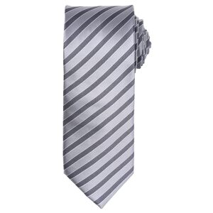 Premier Workwear Kravata s dvojitým proužkem - Stříbrná / tmavě šedá