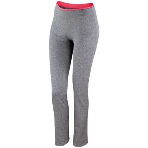 SPIRO Dámské fitness kalhoty - Šedý melír / korálová | XS