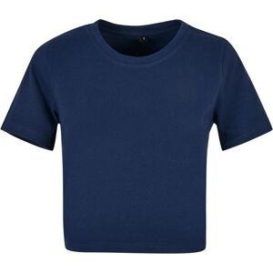 Build Your Brand Dámské crop top tričko s krátkým rukávem - Světlá námořní modrá | XXXL