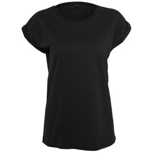 Build Your Brand Volné dámské tričko s ohrnutými rukávy - Vintage modrá | XL