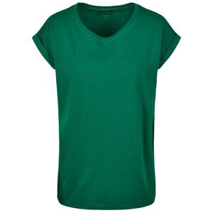 Build Your Brand Volné dámské tričko s ohrnutými rukávy - Lesní zelená | XXXXXL
