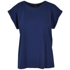 Build Your Brand Volné dámské tričko s ohrnutými rukávy - Světlá námořní modrá | L