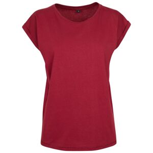 Build Your Brand Volné dámské tričko s ohrnutými rukávy - Vínová | M