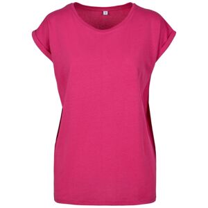 Build Your Brand Volné dámské tričko s ohrnutými rukávy - Ibiškově růžová | XL