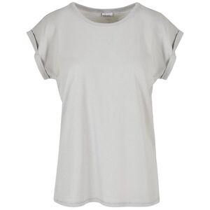Build Your Brand Volné dámské tričko s ohrnutými rukávy - Světlá asfaltová | XS
