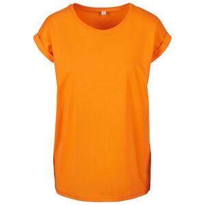 Build Your Brand Volné dámské tričko s ohrnutými rukávy - Oranžová | XS