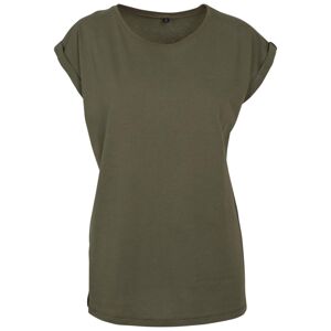 Build Your Brand Volné dámské tričko s ohrnutými rukávy - Olivová | XL