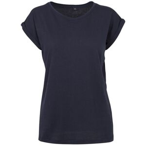Build Your Brand Volné dámské tričko s ohrnutými rukávy - Námořní modrá | L