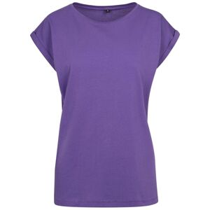 Build Your Brand Volné dámské tričko s ohrnutými rukávy - Fialová | XL