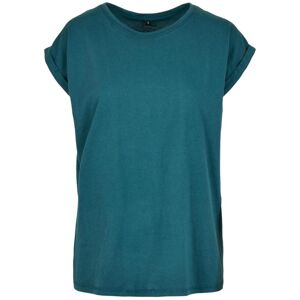 Build Your Brand Volné dámské tričko s ohrnutými rukávy - Teal | XXXXXL