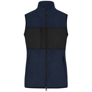 James & Nicholson Dámská fleecová vesta JN1309 - Tmavě modrá / černá | XL