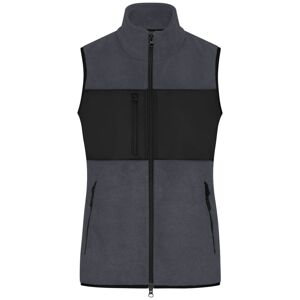 James & Nicholson Dámská fleecová vesta JN1309 - Tmavě šedá / černá | XL