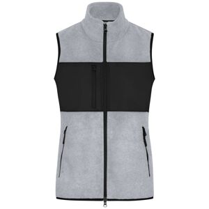 James & Nicholson Dámská fleecová vesta JN1309 - Světle šedý melír / černá | XL