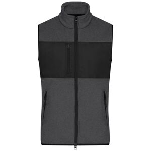 James & Nicholson Pánská fleecová vesta JN1310 - Tmavý melír / černá | S