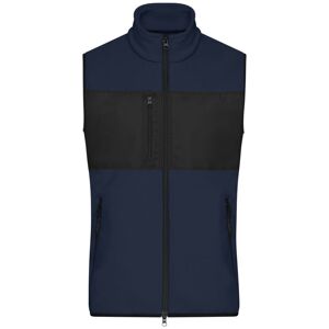 James & Nicholson Pánská fleecová vesta JN1310 - Tmavě modrá / černá | M