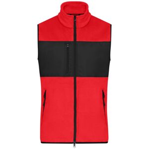 James & Nicholson Pánská fleecová vesta JN1310 - Červená / černá | XL