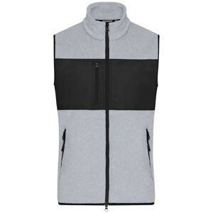 James & Nicholson Pánská fleecová vesta JN1310 - Světle šedý melír / černá | XXXL