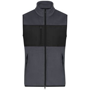James & Nicholson Pánská fleecová vesta JN1310 - Tmavě šedá / černá | L