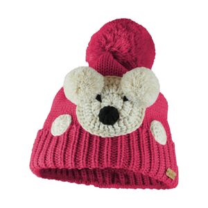 Bontis Dětská zimní čepice s háčkovaným medvídkem - Tmavě růžová | uni