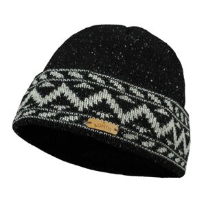 Bontis Merino čepice s klikatým vzorem - Černá / béžová | uni
