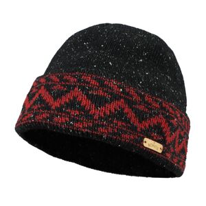 Bontis Merino čepice s klikatým vzorem - Černá / červená | uni