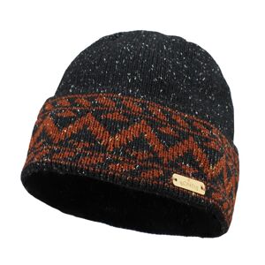 Bontis Merino čepice s klikatým vzorem - Černá / oříšek | uni