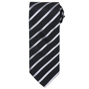 Premier Workwear Pruhovaná kravata Sports Stripe - Černá / stříbrná