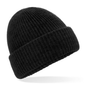 Beechfield Pohodlná pletená zimní čepice - Černý melír