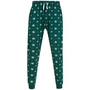 SF (Skinnifit) Pánské pyžamové kalhoty se vzorem - Tmavě zelená / bílá | L