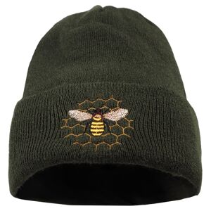 Bontis Pletená čepice s výšivkou Včela - Olivová