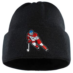 Bontis Pletená čepice s výšivkou Hokej - Černá