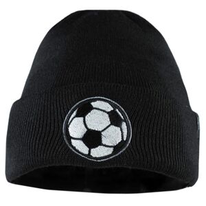 Bontis Pletená čepice s výšivkou Fotbal - Černá
