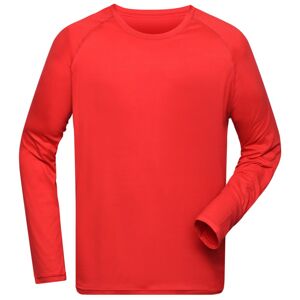 James & Nicholson Pánské sportovní triko s dlouhým rukávem JN522 - Jasně červená | XXXL