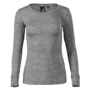 MALFINI Dámské tričko s dlouhým rukávem Merino Rise LS - Tmavě šedý melír | L