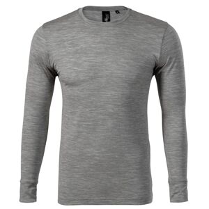 MALFINI Pánské tričko s dlouhým rukávem Merino Rise LS - Tmavě šedý melír | M