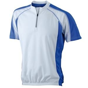 James & Nicholson Pánské cyklistické tričko JN420 - Bílá / královská modrá | L