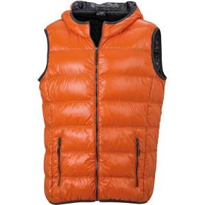 James & Nicholson Lehká pánská péřová vesta JN1062 - Tmavě oranžová / tmavě šedá | XXL