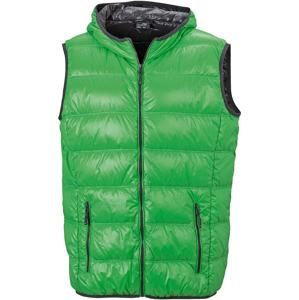 James & Nicholson Lehká pánská péřová vesta JN1062 - Zelená / tmavě šedá | XL