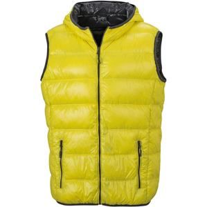 James & Nicholson Lehká pánská péřová vesta JN1062 - Žlutá / tmavě šedá | XL