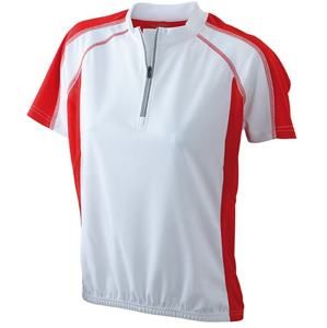 James & Nicholson Dámské cyklistické tričko JN419 - Bílá / červená | XL